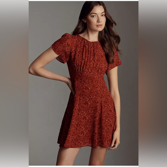 Reformation Lula Mini Dress Rose Print NWT